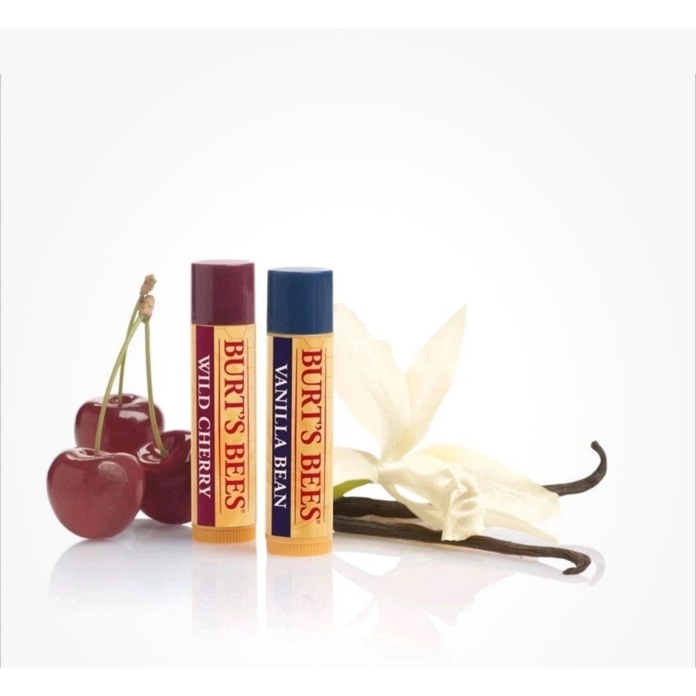Burt's Bees 100% Natural Lip Balm, Wild Cherry and Vanilla Bean Blister pk of 5 - Picture 5 of 8